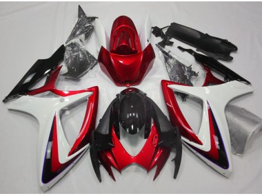 2006-2007 Rot & Weiß Ohne Abzeichen Suzuki GSXR 600-750 Motorrad Verkleidung