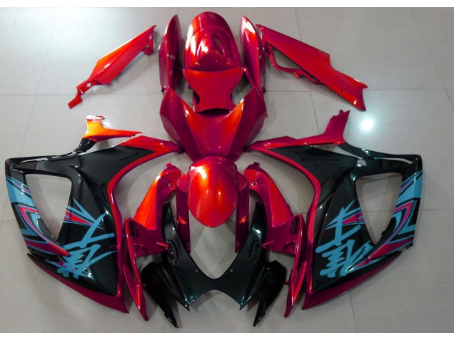 2006-2007 Rot & Schwarz Glänzend Suzuki GSXR 600-750 Motorrad Verkleidung 2006-2007 Rot & Schwarz Glänzend Suzuki GSXR 600-750 Motorrad Verkleidung