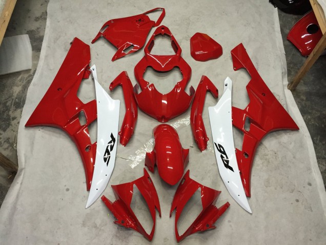 2006-2007 Rot & Weiß Yamaha R6 Motorrad Verkleidung 2006-2007 Rot & Weiß Yamaha R6 Motorrad Verkleidung