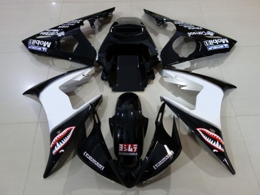 2006-2007 Schwarz Glänzend & Logos Yamaha R6 Motorrad Verkleidung