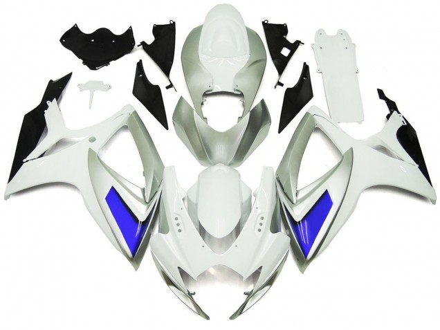 2006-2007 Silber Weiß & Blau Glänzend Suzuki GSXR 600-750 Motorrad Verkleidung