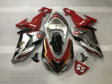 2006-2007 Silber Glänzend & Rot Kawasaki ZX10R Motorrad Verkleidung