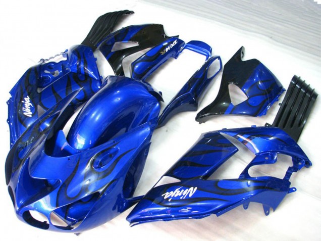 2006-2011 Blaue Flamme Kawasaki ZX14R Motorrad Verkleidung 2006-2011 Blaue Flamme Kawasaki ZX14R Motorrad Verkleidung