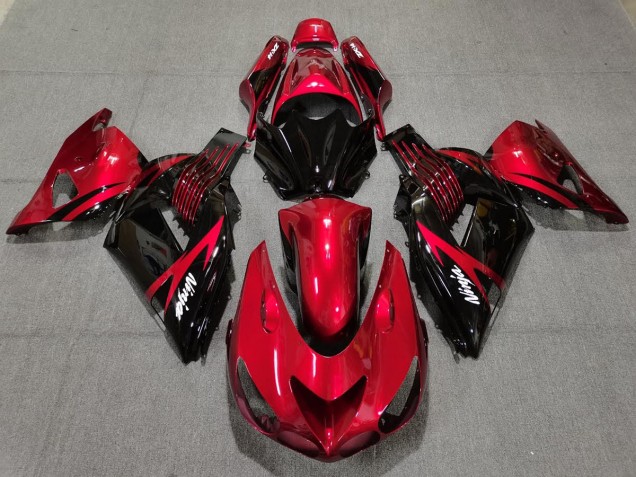 2006-2011 Feuerrot & Schwarz Kawasaki ZX14R Motorrad Verkleidung 2006-2011 Feuerrot & Schwarz Kawasaki ZX14R Motorrad Verkleidung