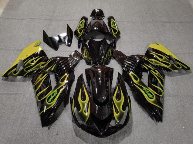 2006-2011 Gelb Flamme Kawasaki ZX14R Motorrad Verkleidung