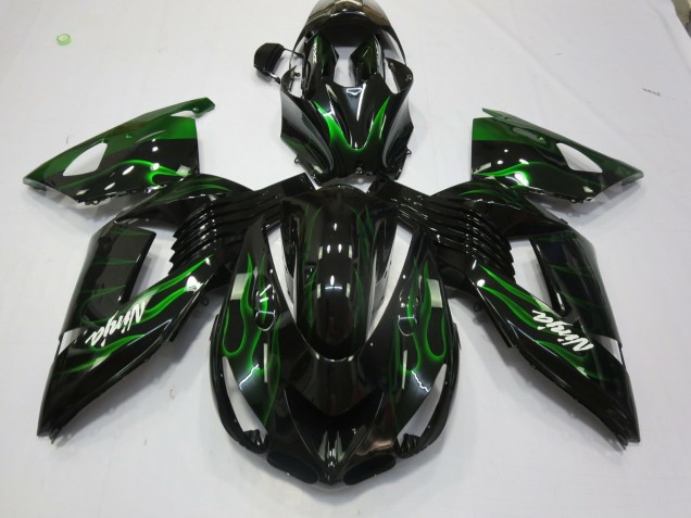 2006-2011 Grün Flamme Kawasaki ZX14R Motorrad Verkleidung