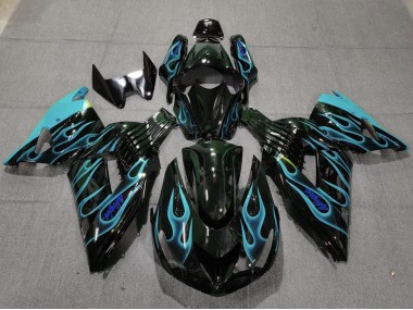 2006-2011 Hellblau Flamme Kawasaki ZX14R Motorrad Verkleidung