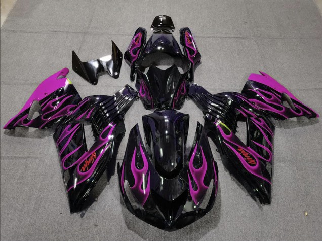 2006-2011 Rosa Flamme Kawasaki ZX14R Motorrad Verkleidung 2006-2011 Rosa Flamme Kawasaki ZX14R Motorrad Verkleidung