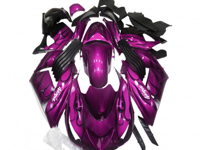 2006-2011 Rosa Glänzend & Flame Kawasaki ZX14R Motorrad Verkleidung 2006-2011 Rosa Glänzend & Flame Kawasaki ZX14R Motorrad Verkleidung