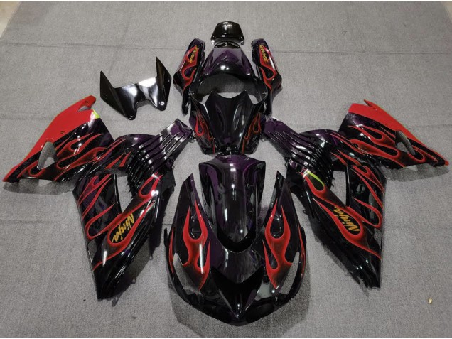 2006-2011 Rot Flamme Kawasaki ZX14R Motorrad Verkleidung 2006-2011 Rot Flamme Kawasaki ZX14R Motorrad Verkleidung