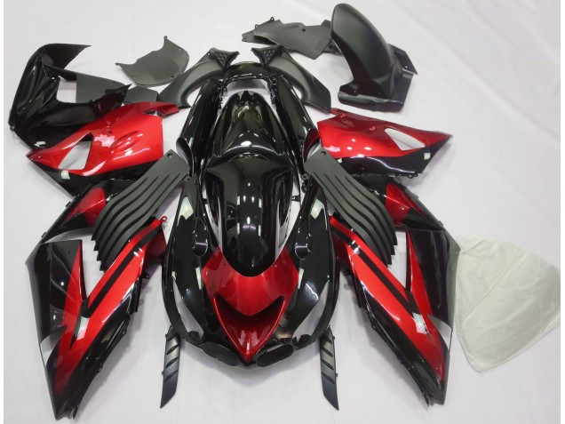 2006-2011 Rot & Schwarz Glänzend Schlicht Kawasaki ZX14R Motorrad Verkleidung 2006-2011 Rot & Schwarz Glänzend Schlicht Kawasaki ZX14R Motorrad Verkleidung
