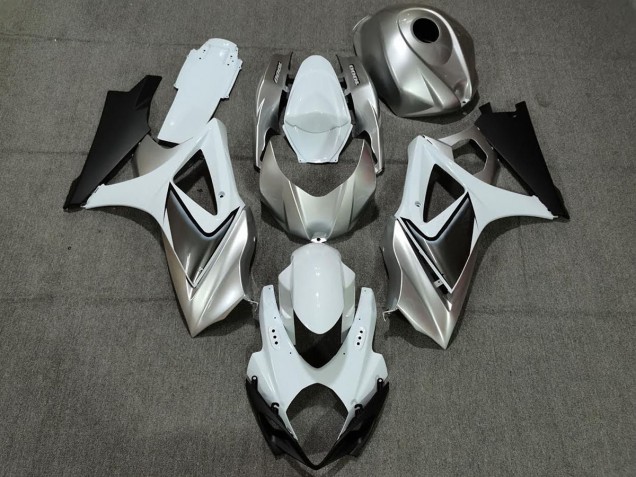 2007-2008 Benutzerdefiniert Silber Weiß Mit Schwarz Suzuki GSXR 1000 Motorrad Verkleidung