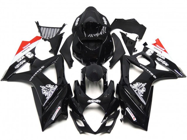2007-2008 Custom Schwarz Mit Einem Hauch Von Weiß & Rot Suzuki GSXR 1000 Motorrad Verkleidung 2007-2008 Custom Schwarz Mit Einem Hauch Von Weiß & Rot Suzuki GSXR 1000 Motorrad Verkleidung