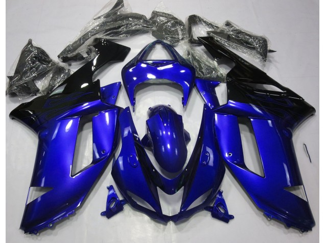 2007-2008 Glänzend Blau & Schwarz Kawasaki ZX6R Motorrad Verkleidung 2007-2008 Glänzend Blau & Schwarz Kawasaki ZX6R Motorrad Verkleidung