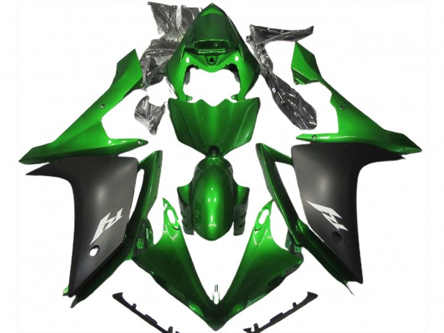 2007-2008 Glänzend Grün & Schwarz Yamaha R1 Motorrad Verkleidung