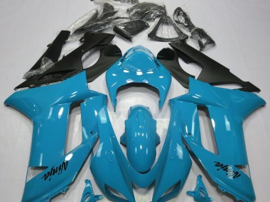 2007-2008 Glänzend Hellblau Kawasaki ZX6R Motorrad Verkleidung
