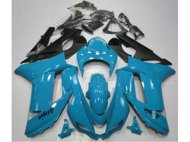 2007-2008 Glänzend Hellblau Kawasaki ZX6R Motorrad Verkleidung 2007-2008 Glänzend Hellblau Kawasaki ZX6R Motorrad Verkleidung