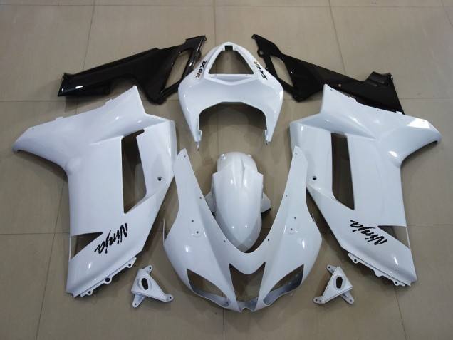 2007-2008 Glänzend Weiß Kawasaki ZX6R Motorrad Verkleidung