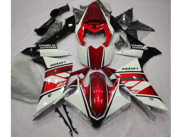 2007-2008 Glänzend Weiß & Rot Yamaha R1 Motorrad Verkleidung