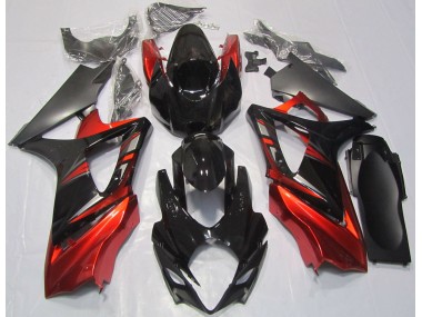2007-2008 Glänzend Schwarz & Rot Suzuki GSXR 1000 Motorrad Verkleidung