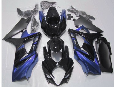 2007-2008 Glänzendes Schwarz & Blau Suzuki GSXR 1000 Motorrad Verkleidung