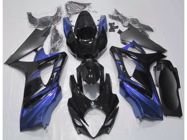 2007-2008 Glänzendes Schwarz & Blau Suzuki GSXR 1000 Motorrad Verkleidung