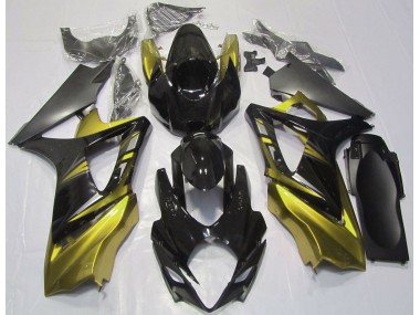 2007-2008 Glänzendes Schwarz & Gelb Suzuki GSXR 1000 Motorrad Verkleidung