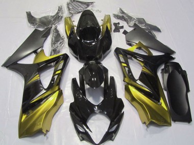2007-2008 Glänzendes Schwarz & Gelb Suzuki GSXR 1000 Motorrad Verkleidung