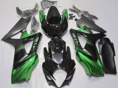 2007-2008 Glänzendes Schwarz & Grün Suzuki GSXR 1000 Motorrad Verkleidung