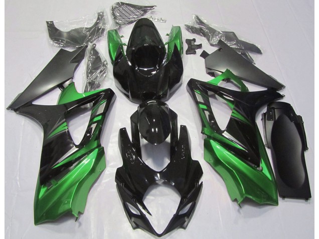 2007-2008 Glänzendes Schwarz & Grün Suzuki GSXR 1000 Motorrad Verkleidung 2007-2008 Glänzendes Schwarz & Grün Suzuki GSXR 1000 Motorrad Verkleidung