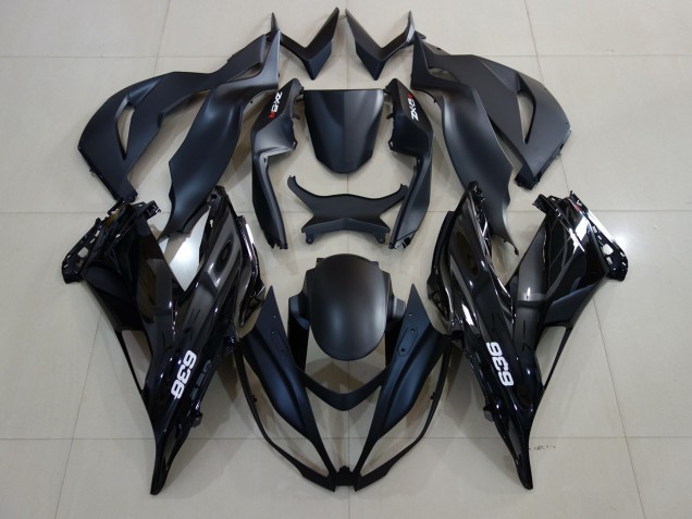 2007-2008 Glänzendes Schwarzes 636-Logo Kawasaki ZX6R Motorrad Verkleidung