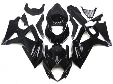 2007-2008 Glattes Schwarz Glänzend Stil Suzuki GSXR 1000 Motorrad Verkleidung