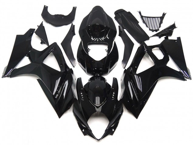 2007-2008 Glattes Schwarz Glänzend Stil Suzuki GSXR 1000 Motorrad Verkleidung
