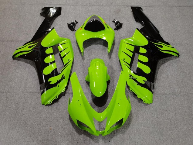 2007-2008 Grün Flamme Kawasaki ZX6R Motorrad Verkleidung 2007-2008 Grün Flamme Kawasaki ZX6R Motorrad Verkleidung