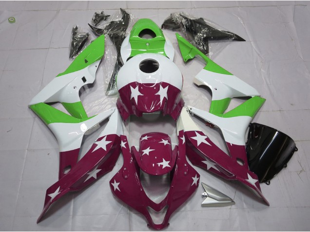 2007-2008 Grüne & Kastanienbraune Sterne & Streifen Honda CBR600RR Motorrad Verkleidung 2007-2008 Grüne & Kastanienbraune Sterne & Streifen Honda CBR600RR Motorrad Verkleidung
