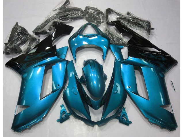 2007-2008 Hellblau & Schwarz Glänzend Kawasaki ZX6R Motorrad Verkleidung 2007-2008 Hellblau & Schwarz Glänzend Kawasaki ZX6R Motorrad Verkleidung