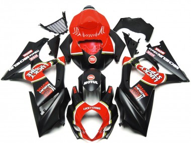 2007-2008 Leuchtend Matt Schwarz Benutzerdefiniert Lucky Strike Suzuki GSXR 1000 Motorrad Verkleidung