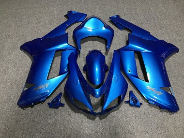 2007-2008 Logos In Glänzendem Blau & Chrom Kawasaki ZX6R Motorrad Verkleidung