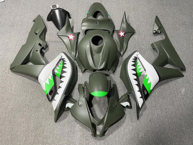 2007-2008 Mattgrüner & Hellgrüner Hai Honda CBR600RR Motorrad Verkleidung