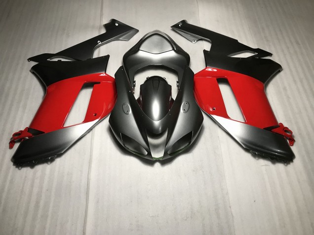 2007-2008 Metallic Silber Mit Rot Kawasaki ZX6R Motorrad Verkleidung