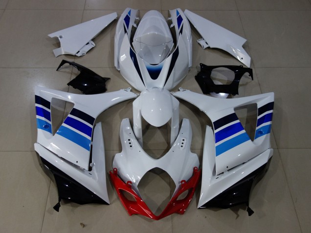 2007-2008 OEM Stil Blau & Weiß Suzuki GSXR 1000 Motorrad Verkleidung