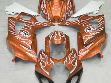 2007-2008 Orange Glänzend & Weiß Flame Suzuki GSXR 1000 Motorrad Verkleidung