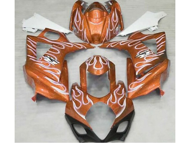 2007-2008 Orange Glänzend & Weiß Flame Suzuki GSXR 1000 Motorrad Verkleidung 2007-2008 Orange Glänzend & Weiß Flame Suzuki GSXR 1000 Motorrad Verkleidung