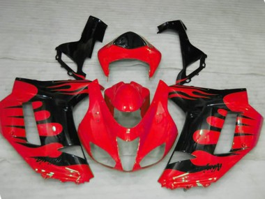 2007-2008 Rot Flamme Kawasaki ZX6R Motorrad Verkleidung