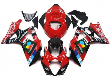 2007-2008 Rot Glänzend Mehrfarben-Design Suzuki GSXR 1000 Motorrad Verkleidung