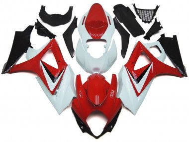 2007-2008 Rot Glänzend Mit Weiß OEM-Stil Suzuki GSXR 1000 Motorrad Verkleidung