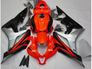 2007-2008 Rot Glänzend Silber & Schwarz Honda CBR600RR Motorrad Verkleidung