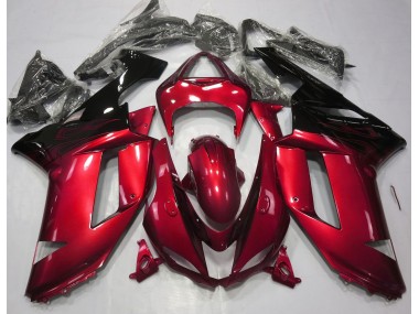 2007-2008 Rot & Schwarz Glänzend Kawasaki ZX6R Motorrad Verkleidung