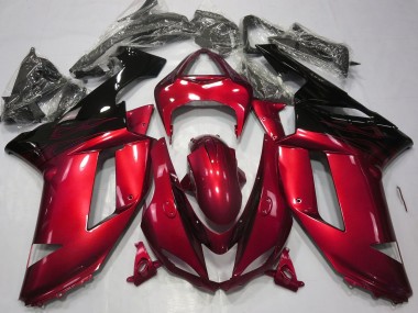 2007-2008 Rot & Schwarz Glänzend Kawasaki ZX6R Motorrad Verkleidung