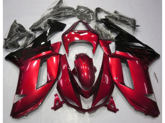 2007-2008 Rot & Schwarz Glänzend Kawasaki ZX6R Motorrad Verkleidung 2007-2008 Rot & Schwarz Glänzend Kawasaki ZX6R Motorrad Verkleidung